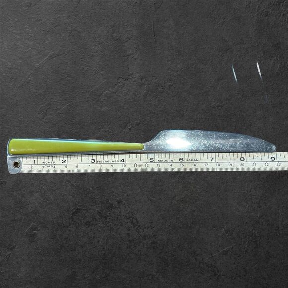 Vintage Fiesta Japan W-16 Stainless Steel Knives Set of 5 Green Handles MCM - Picture 6 of 6